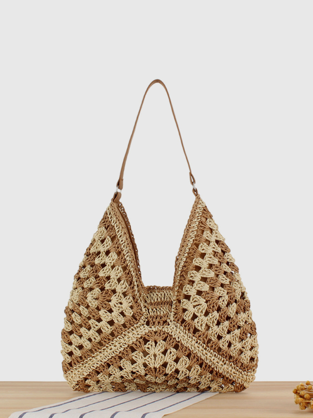 Vintage Crochet Macrame Shoulder Bag-Massicos