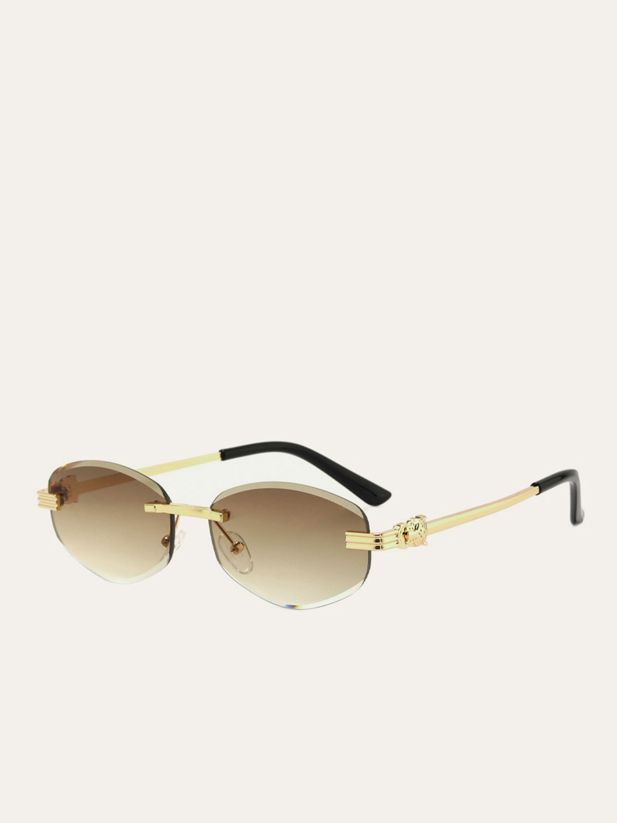 Golden Rimless Gradient Sunglasses-Massicos