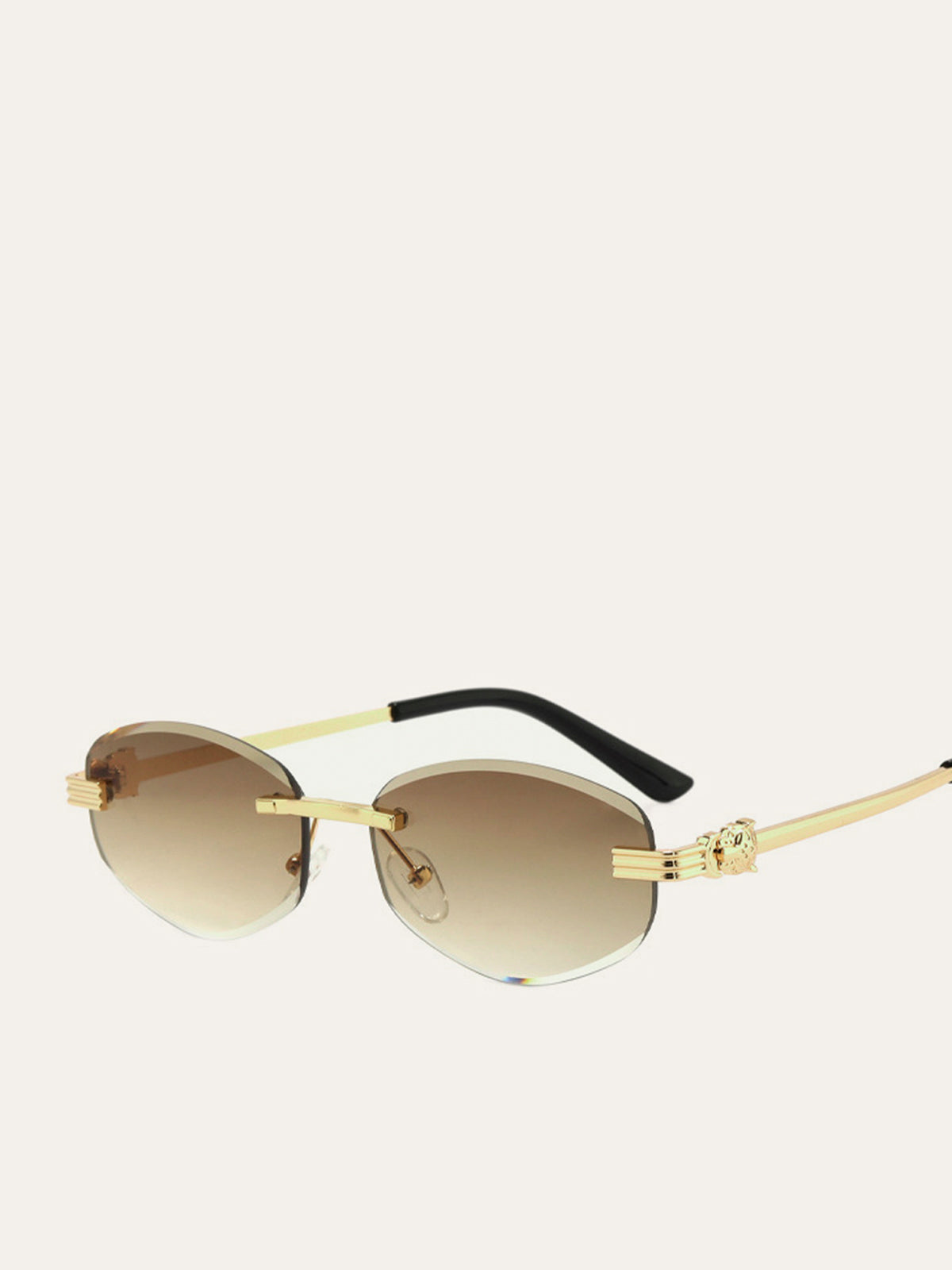 Golden Rimless Gradient Sunglasses-Massicos