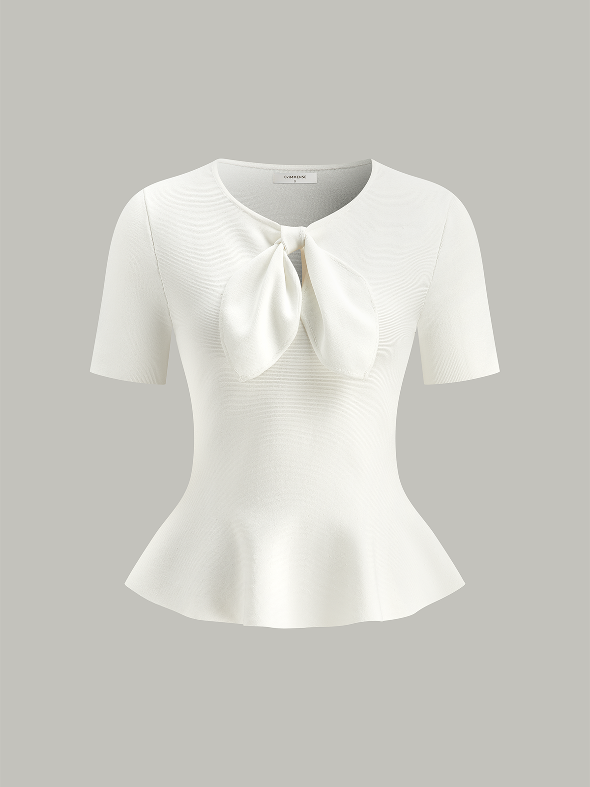 Bow-Knot Peplum Knit Top-Massicos