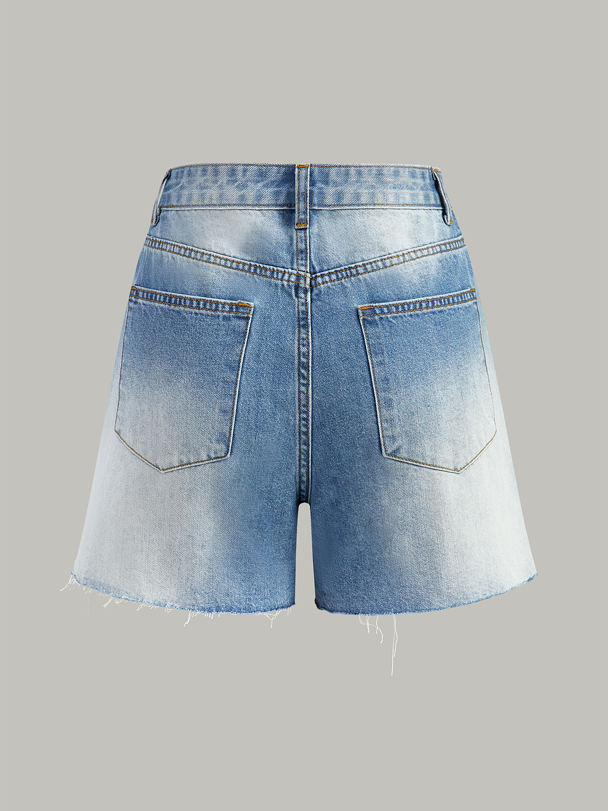 Asymmetric-Waist Distressed Denim Shorts-Massicos