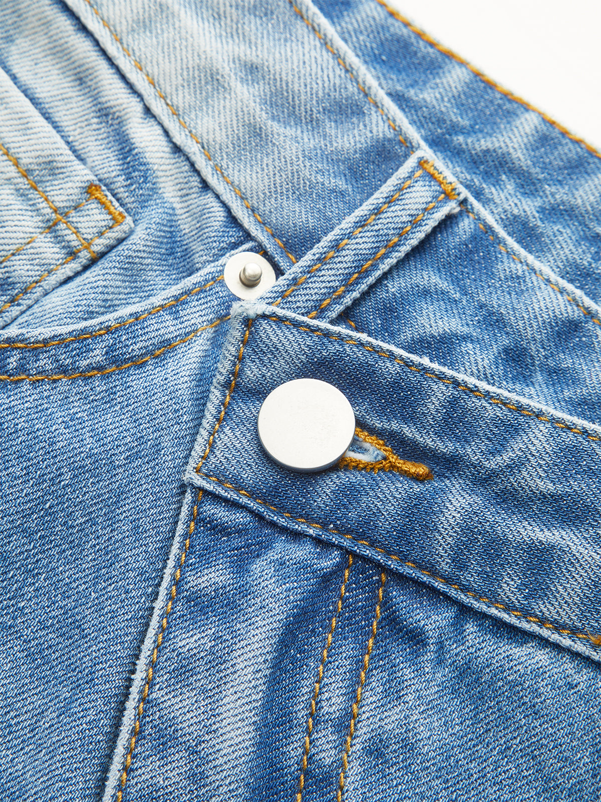Asymmetric-Waist Distressed Denim Shorts-Massicos