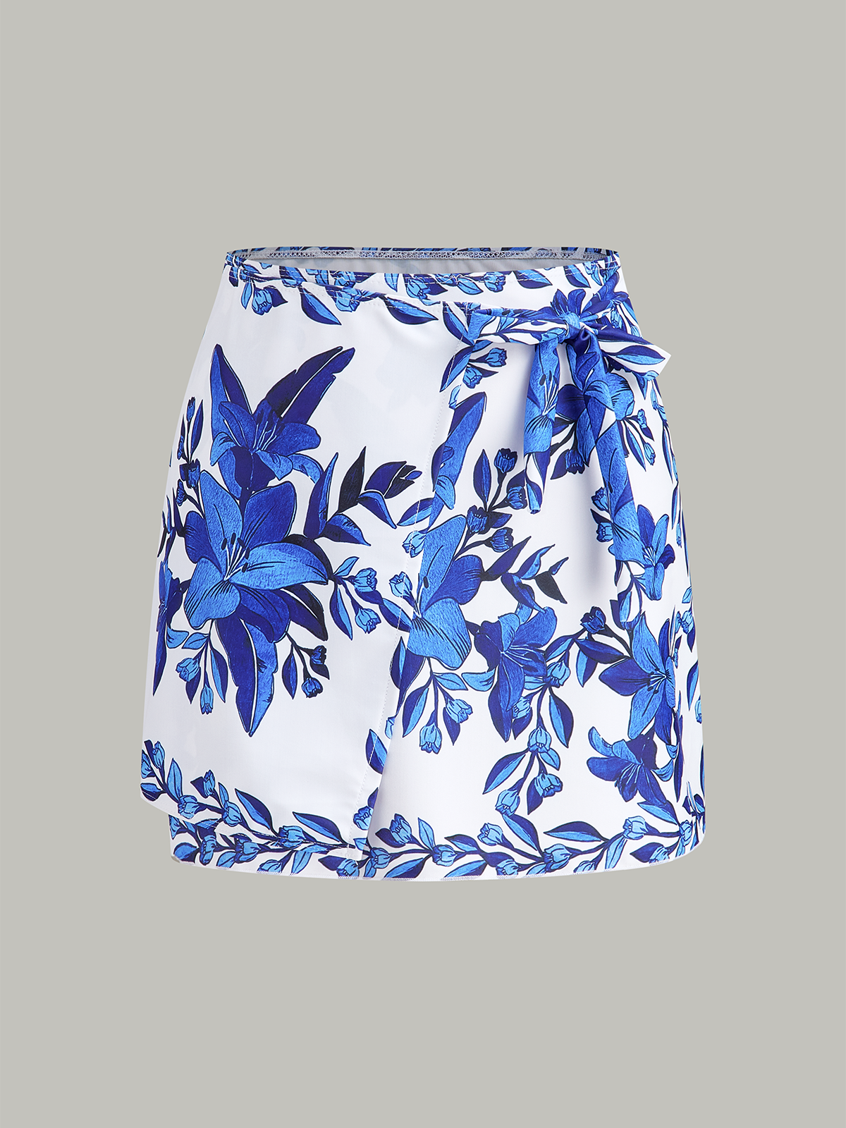 Floral Print Back Tie One-Piece Swimsuit With Cover-Up Skirt-Massicos