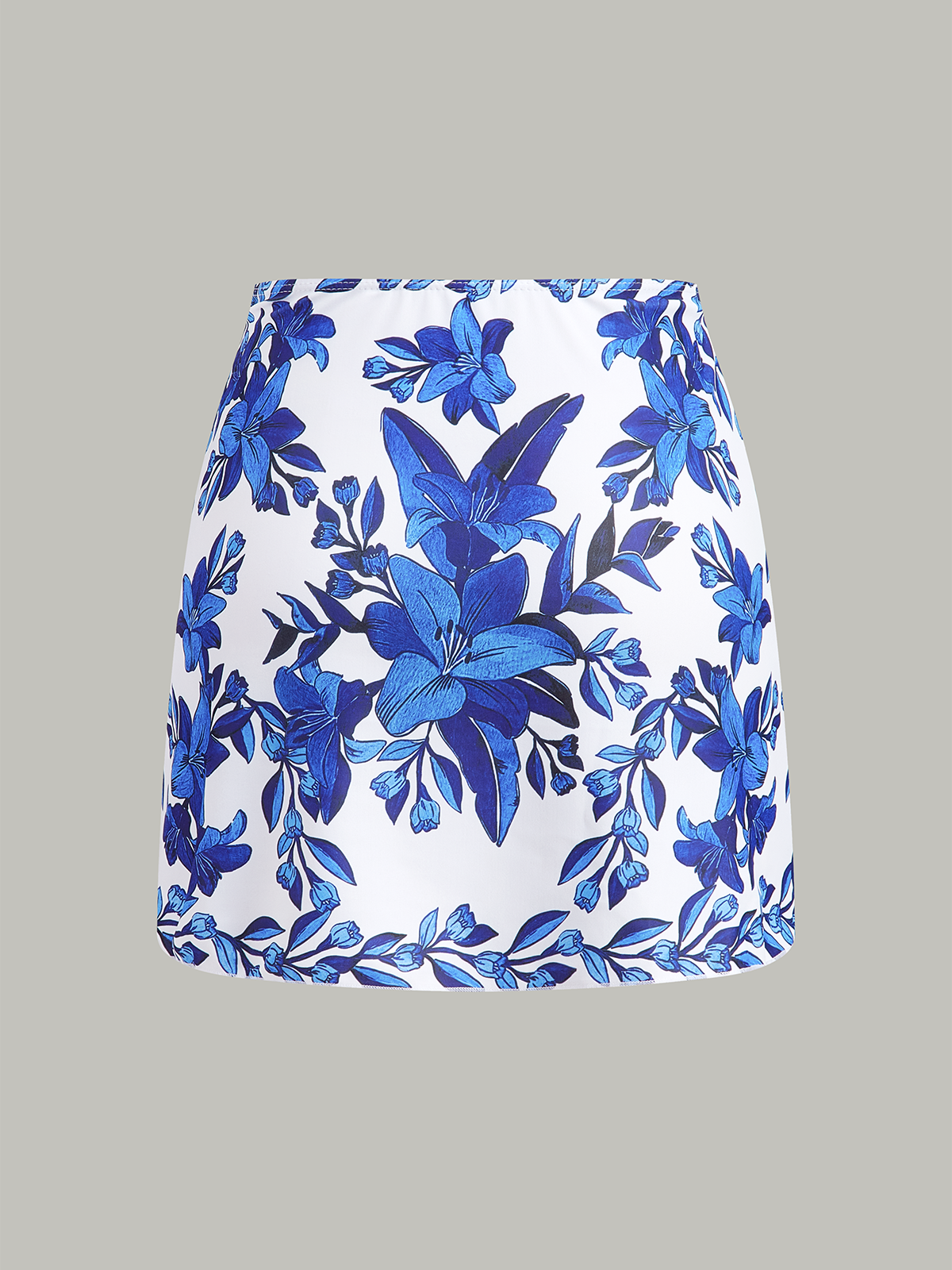 Floral Print Back Tie One-Piece Swimsuit With Cover-Up Skirt-Massicos