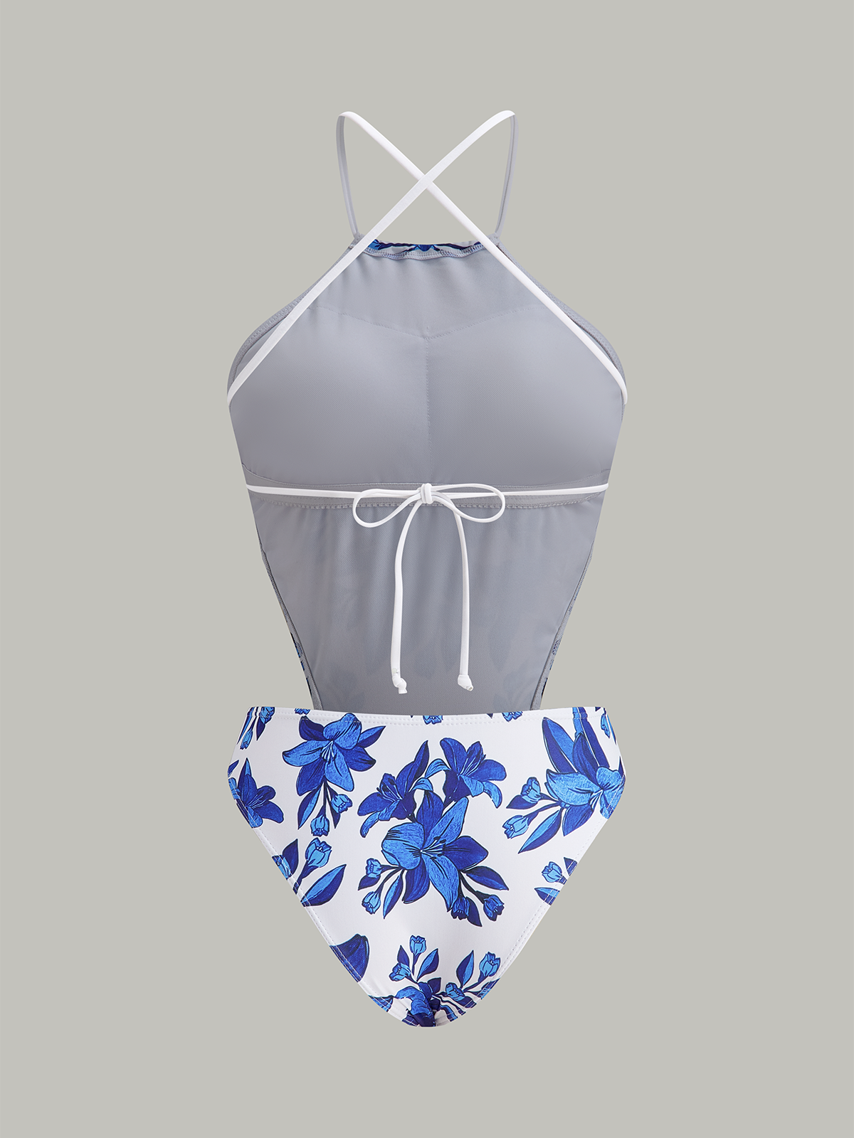 Floral Print Back Tie One-Piece Swimsuit With Cover-Up Skirt-Massicos