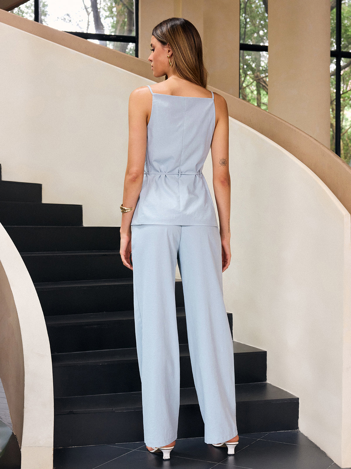Button-Front Tie Cami Top-Massicos