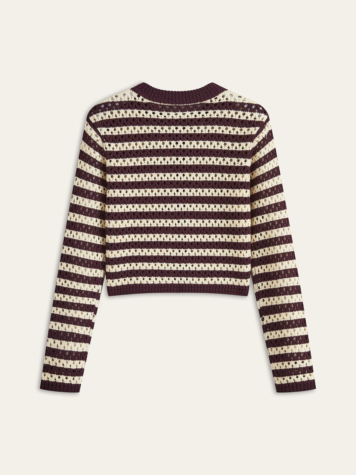Striped Crochet Knit Cardigan-Massicos