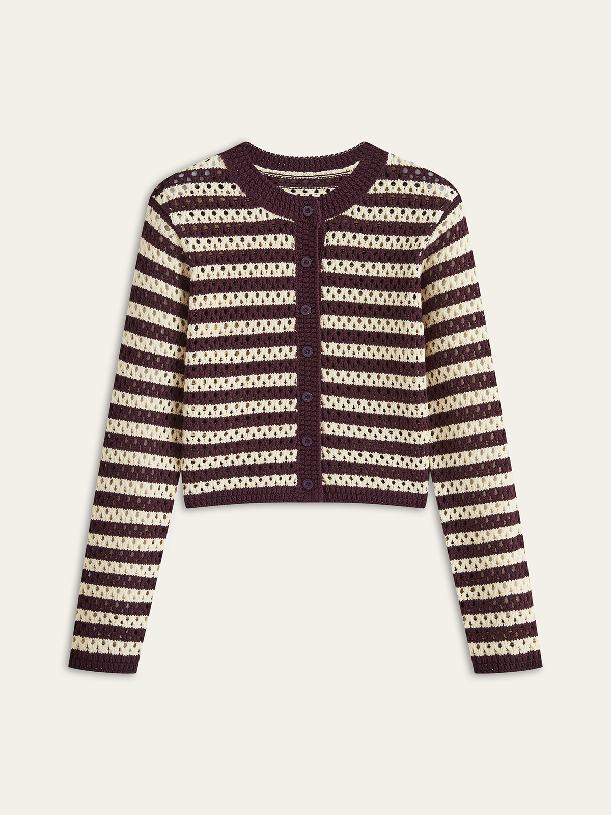 Striped Crochet Knit Cardigan-Massicos
