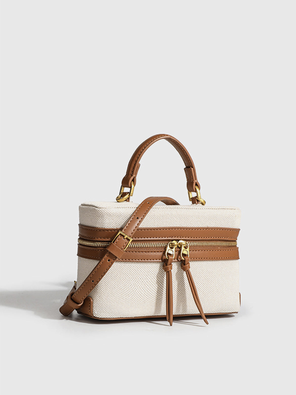 Dual-Tone Zippered Crossbody Bag-Massicos