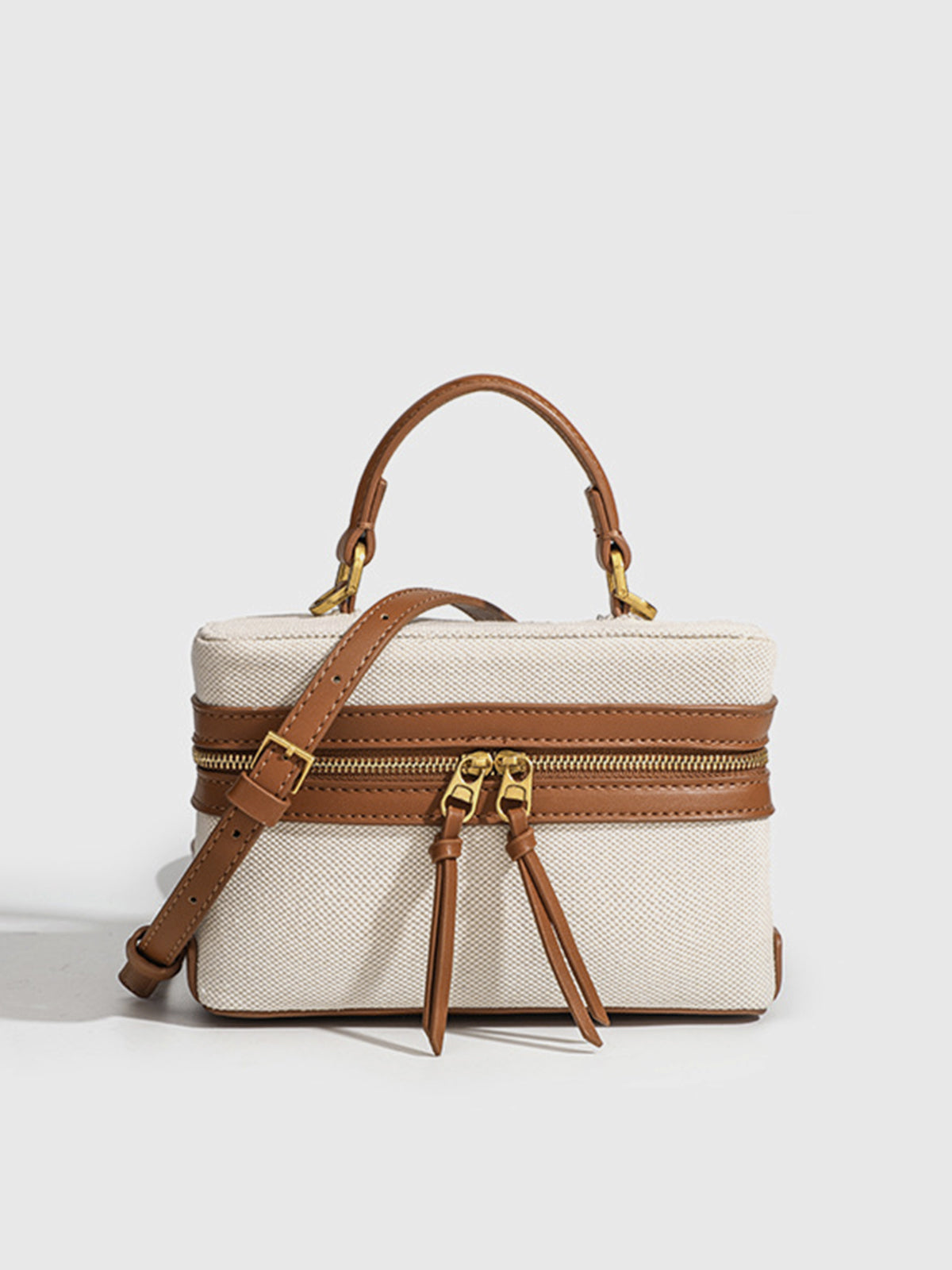 Dual-Tone Zippered Crossbody Bag-Massicos
