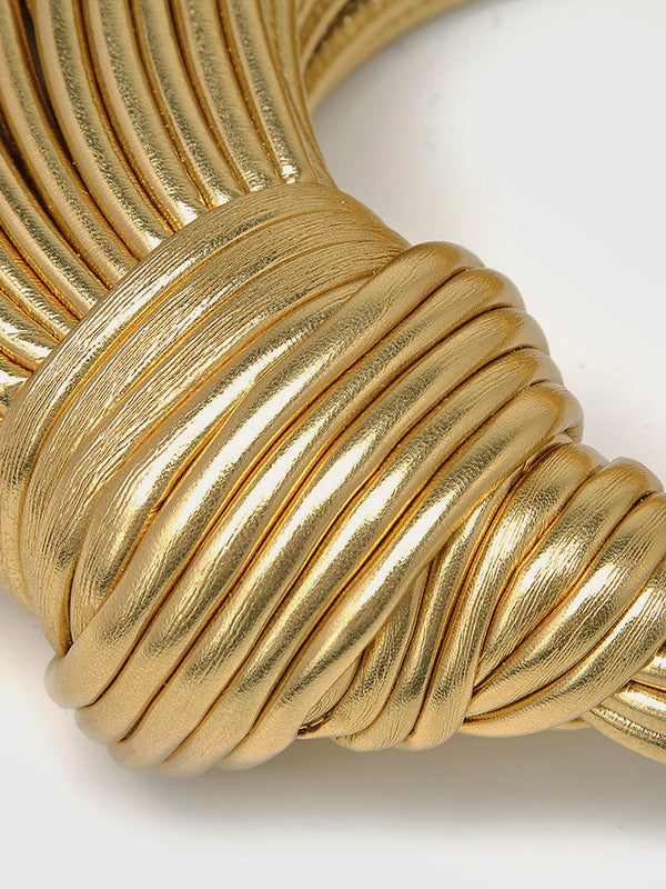Golden Twisted Hoop Bag-Massicos
