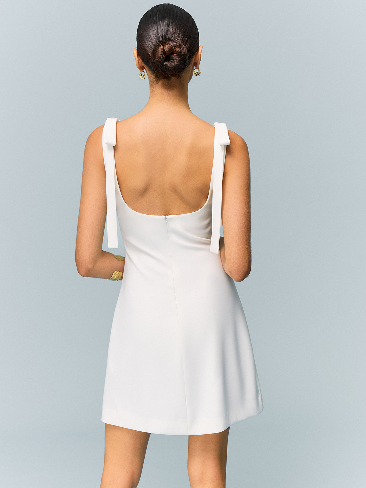 Bow-Strap Backless Mini Dress-Massicos