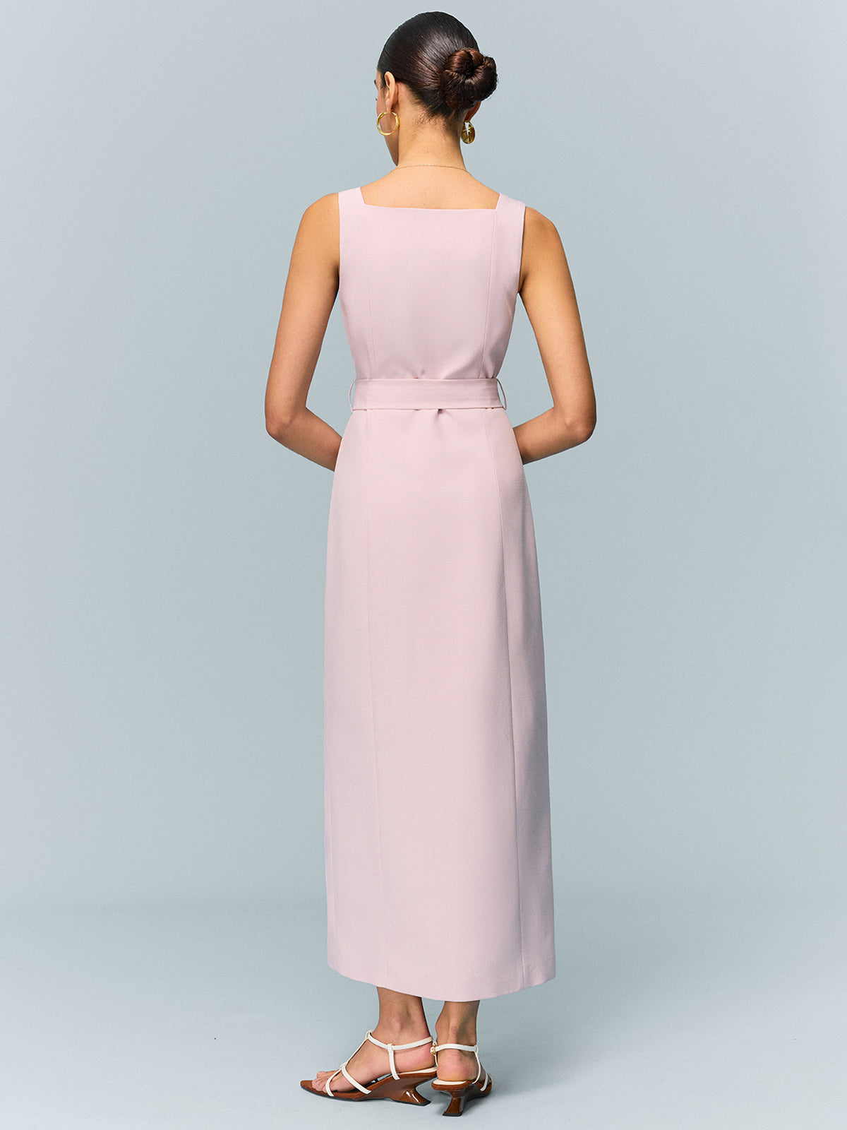 Belted Button-Front Maxi Dress-Massicos