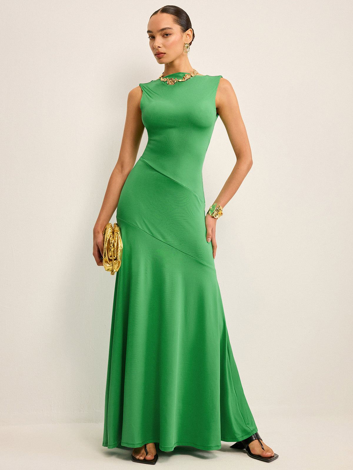Sleeveless Backless Maxi Dress-Massicos