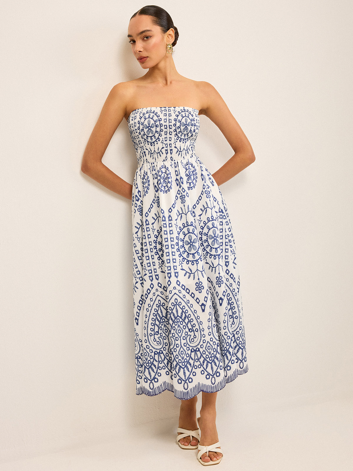 Strapless Boho Maxi Dress-Massicos
