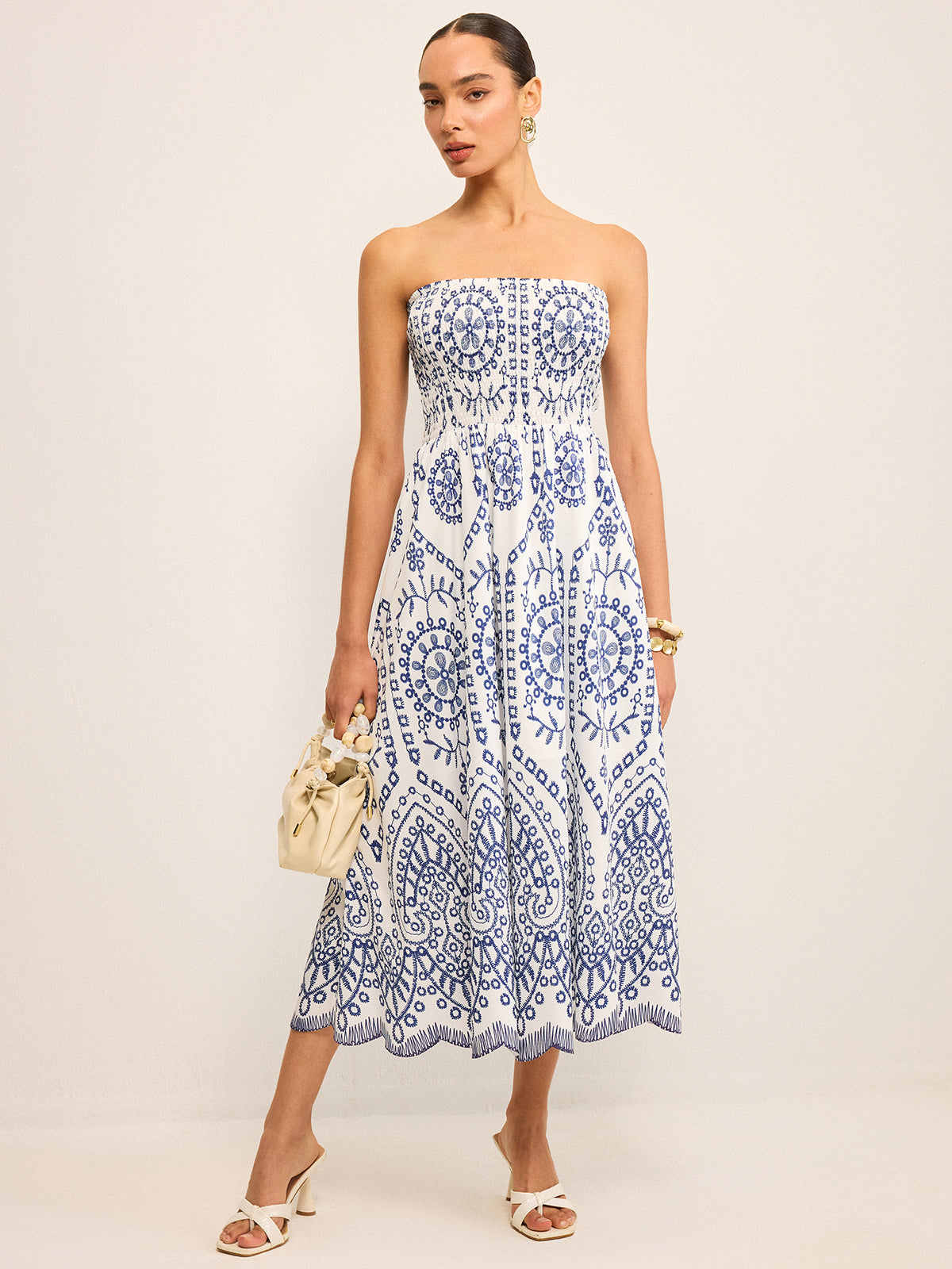 Strapless Boho Maxi Dress-Massicos