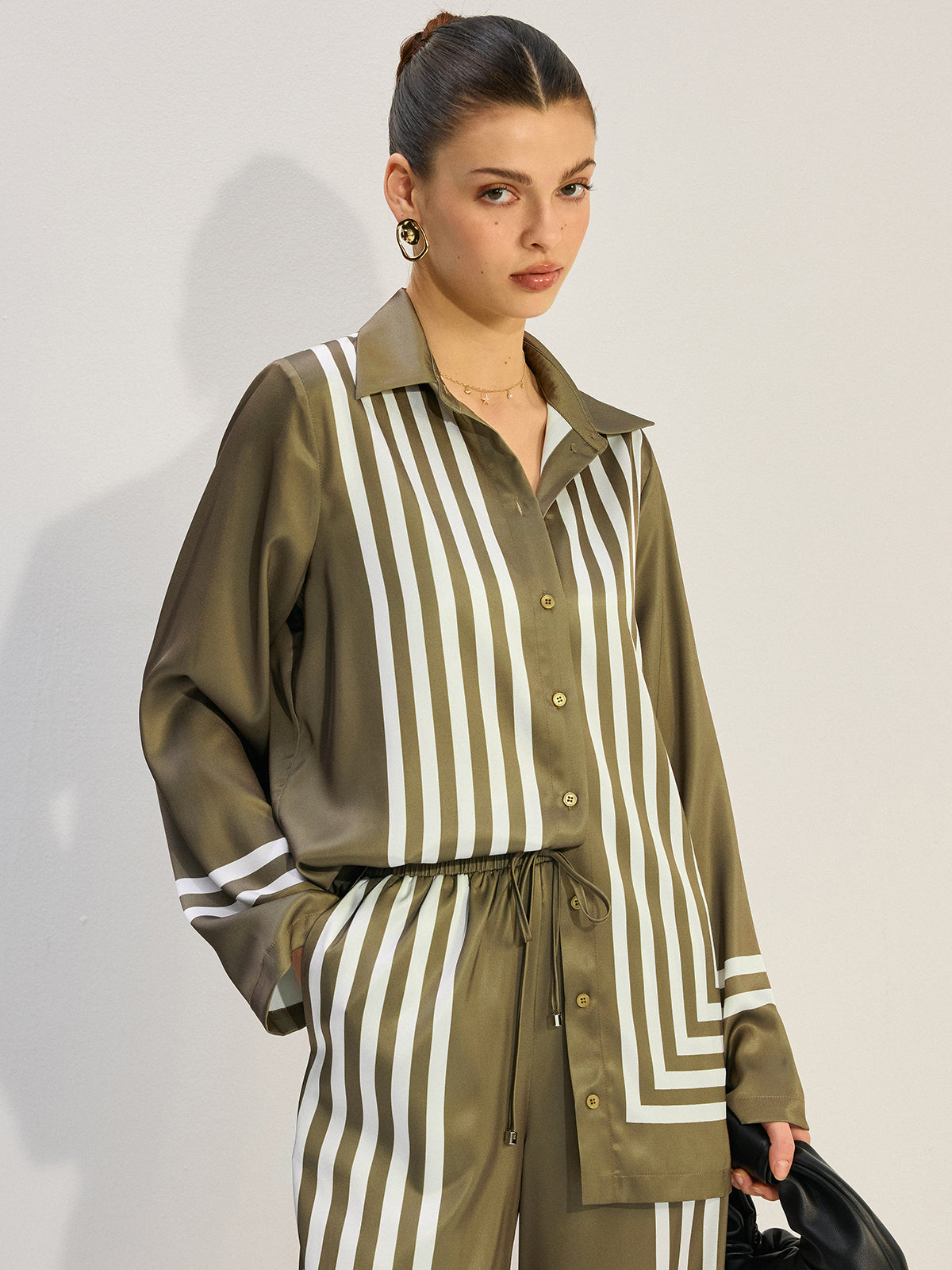 Striped Satin Shirt-Massicos