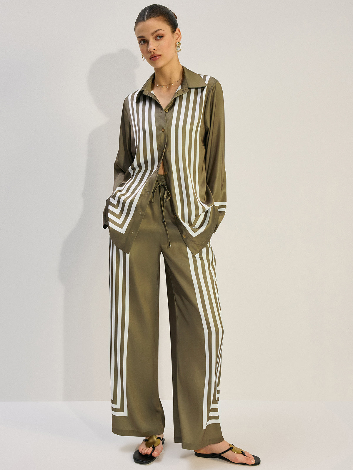 Striped Satin Shirt-Massicos