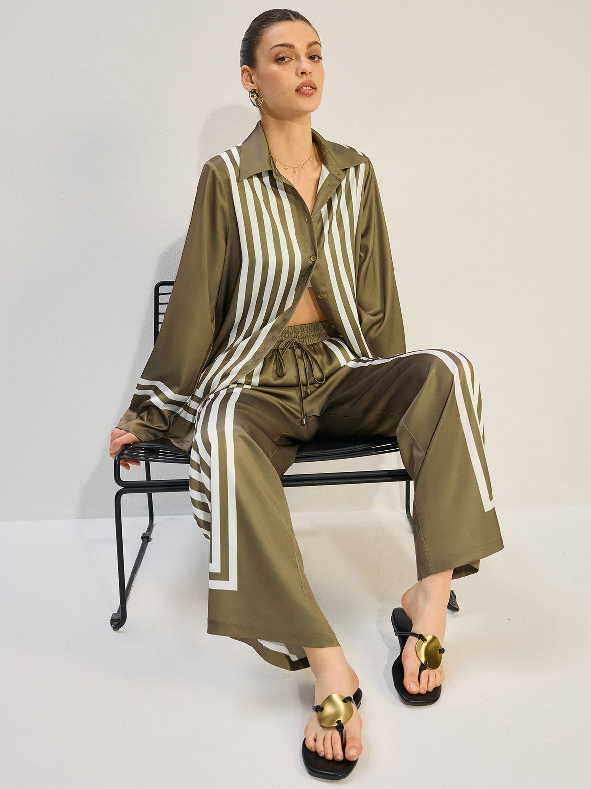 Striped Satin Shirt-Massicos