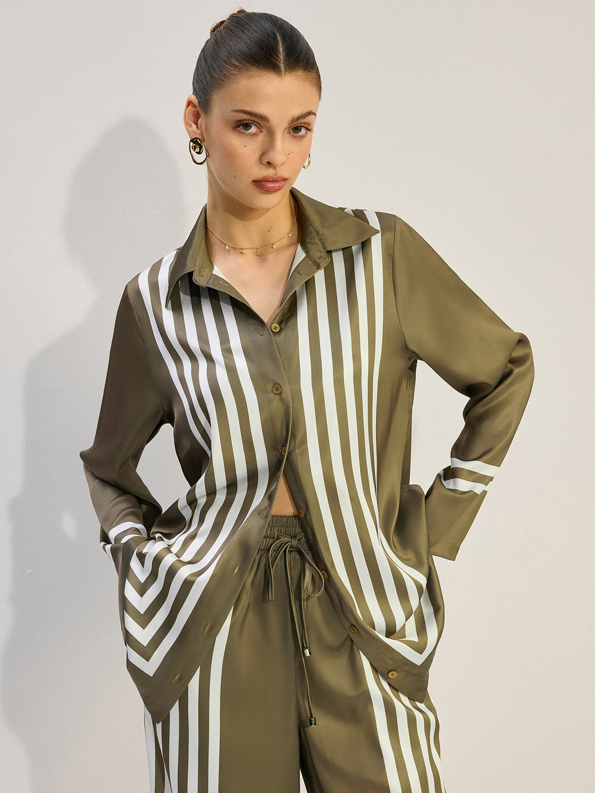 Striped Satin Shirt-Massicos