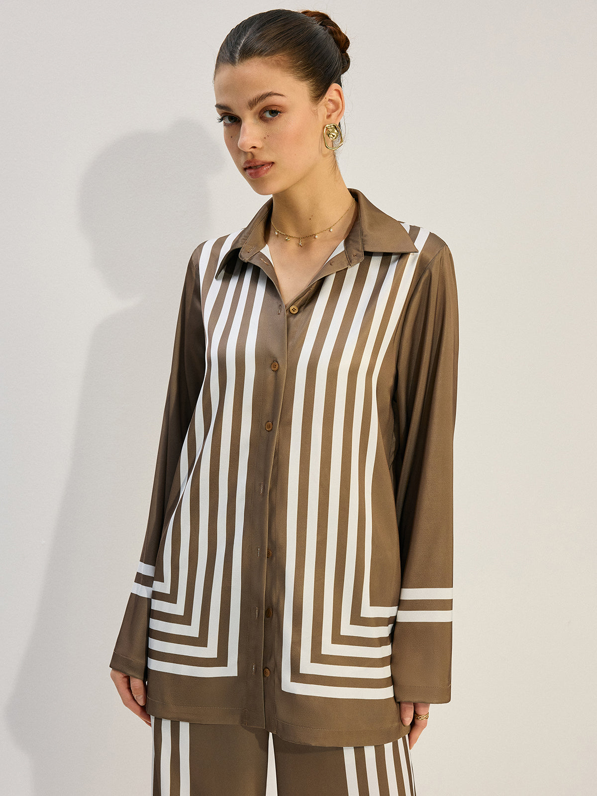 Striped Satin Shirt-Massicos