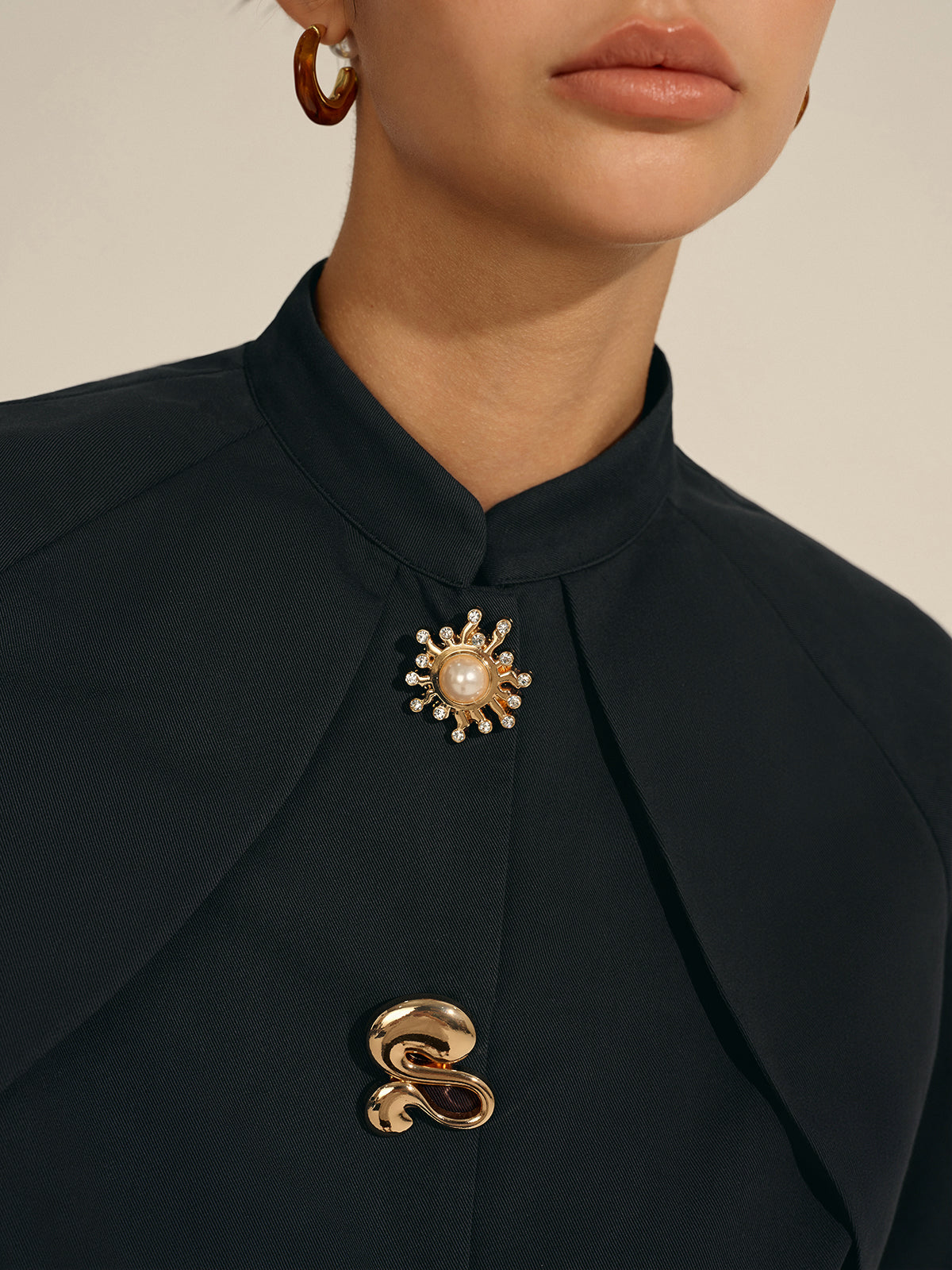 Metal Decor Cropped Blouse-Massicos