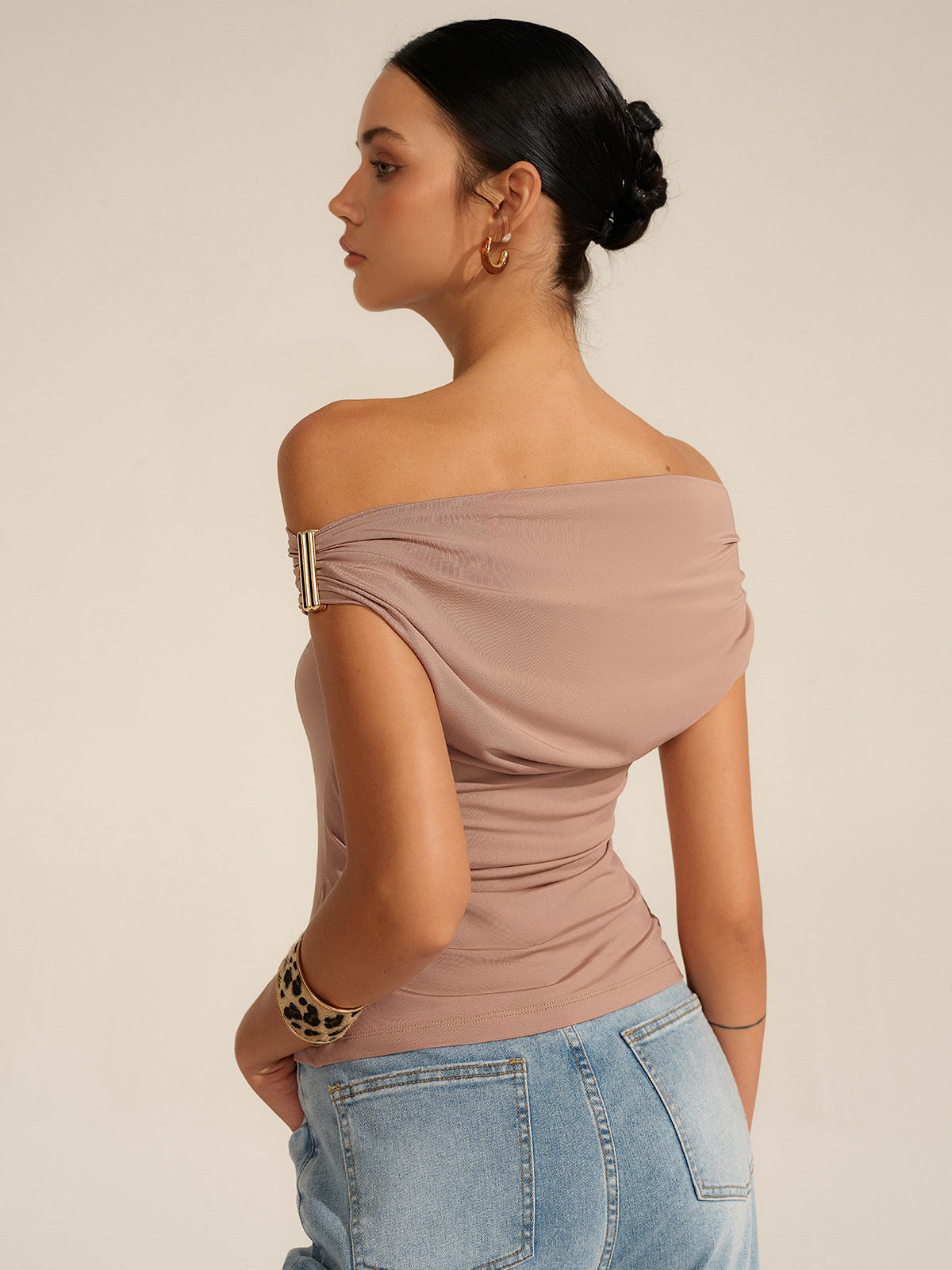 Ruched One-Shoulder Top-Massicos