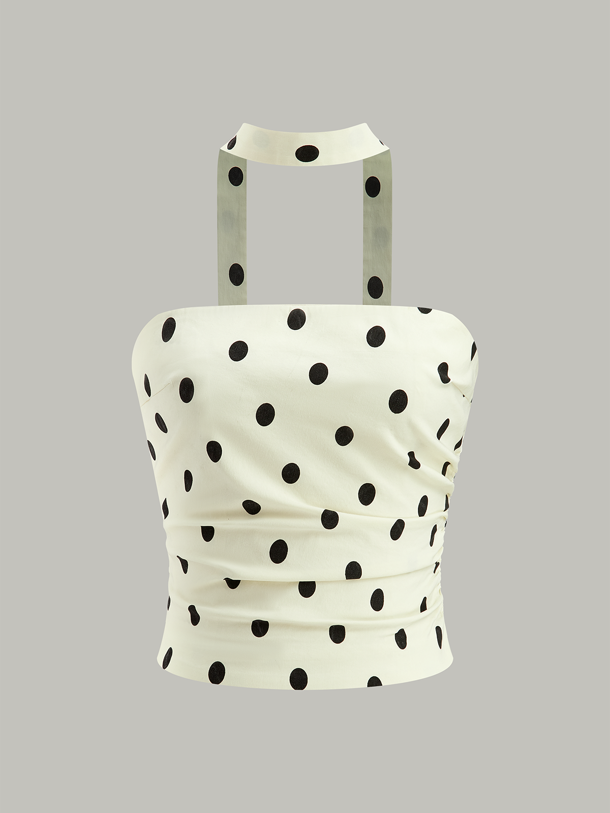 Polka Dot Ruched Strapless Top-Massicos