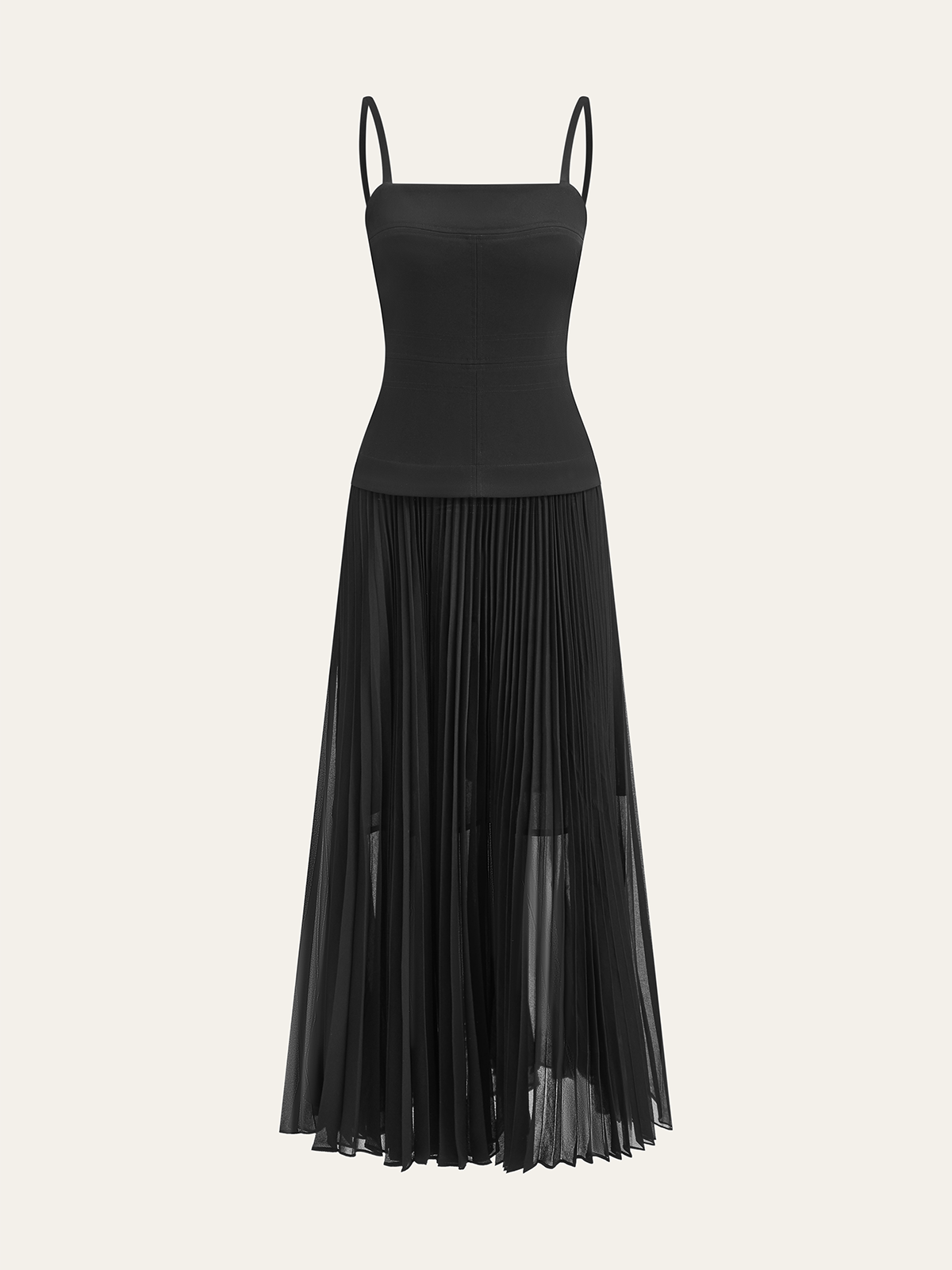 Spaghetti-Strap Backless Pleated Maxi Dress-Massicos