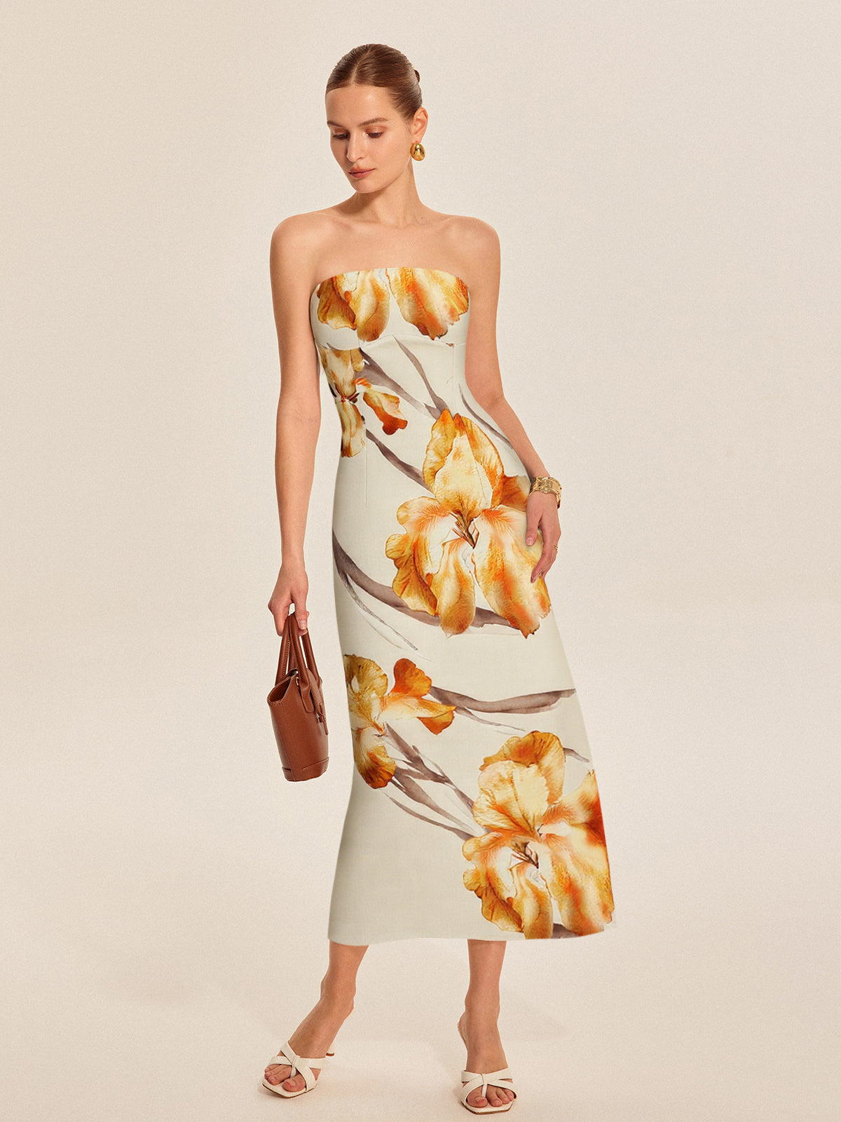 Floral-Print Midi Dress-Massicos