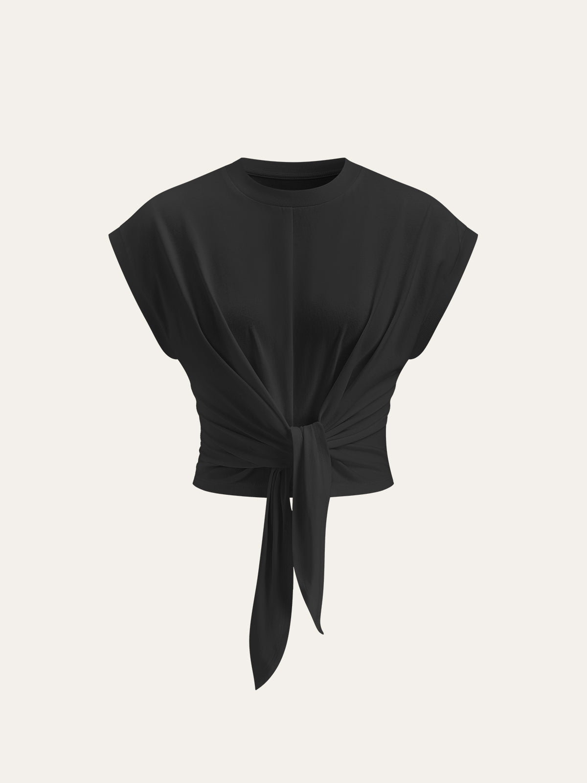Tie-Front Cap Sleeve Top-Massicos
