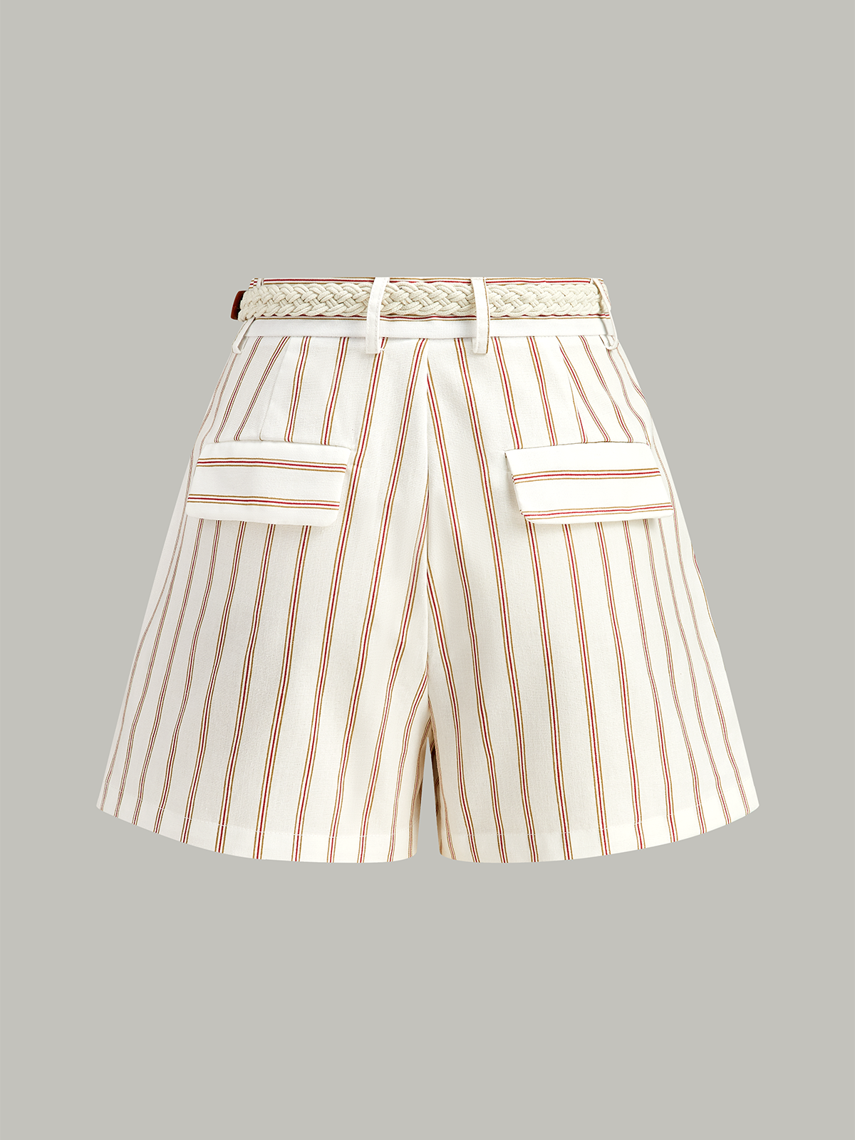 Belted Striped Shorts Set-Massicos