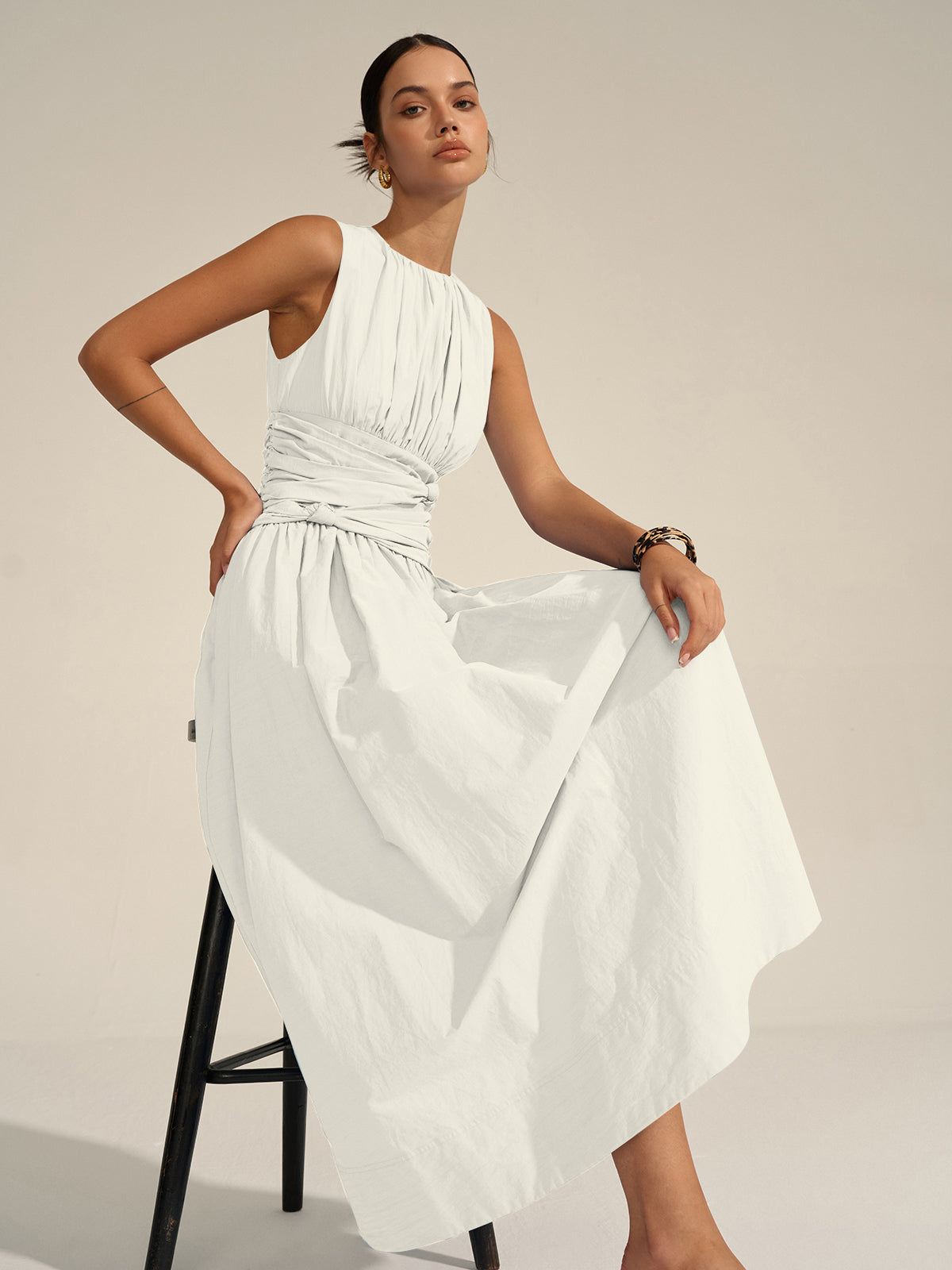 Ruched Waist Maxi Dress-Massicos