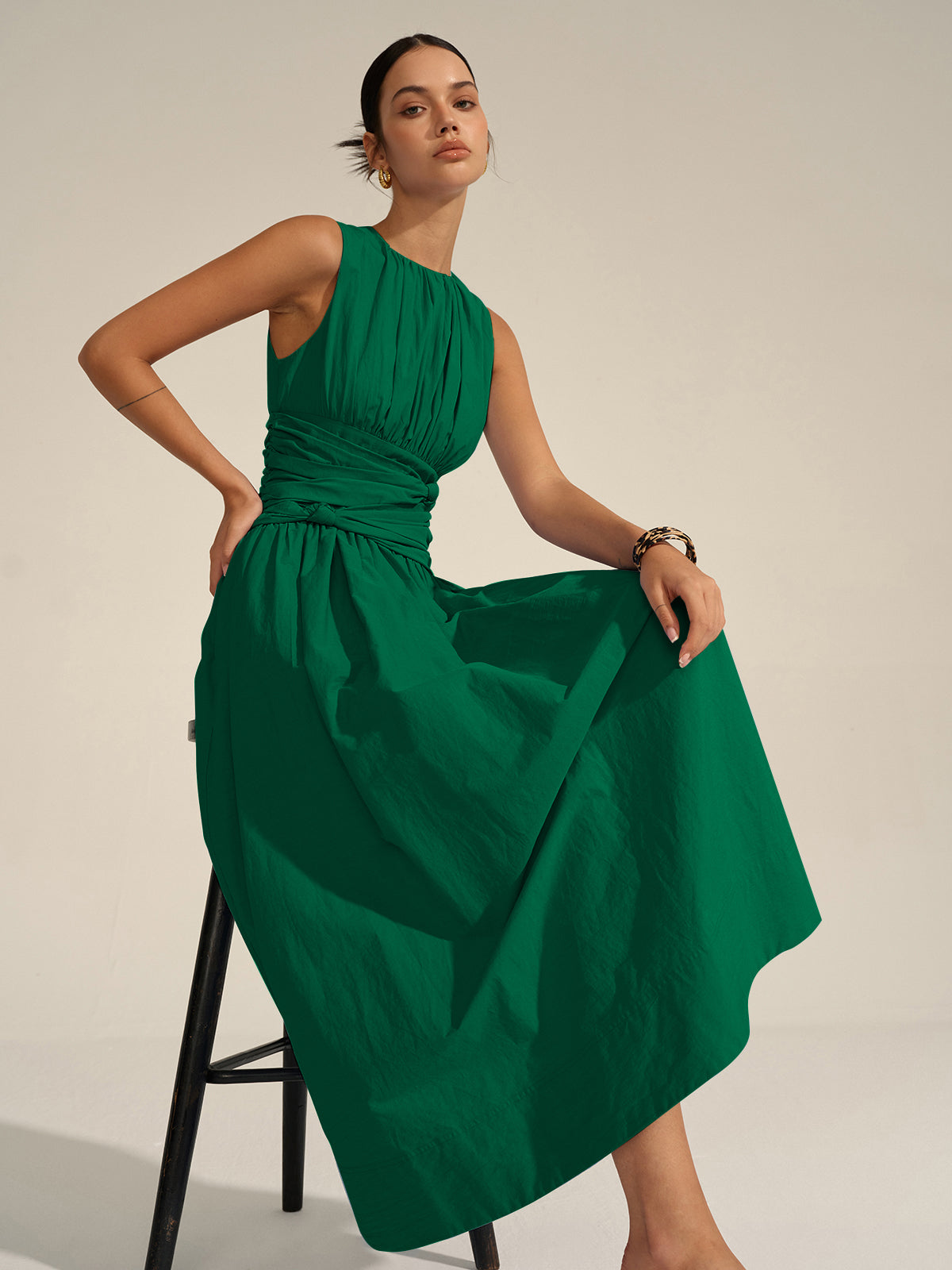 Ruched Waist Maxi Dress-Massicos