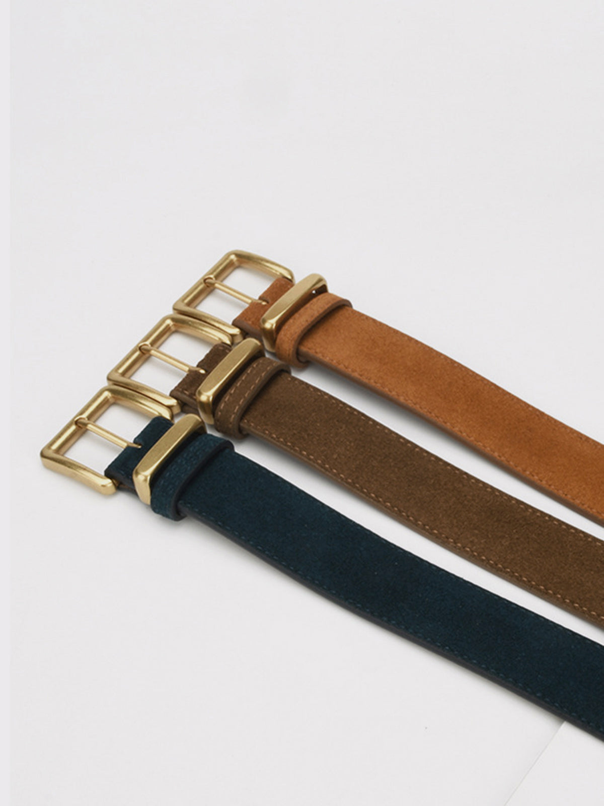 Golden Buckle Suede Belt-Massicos