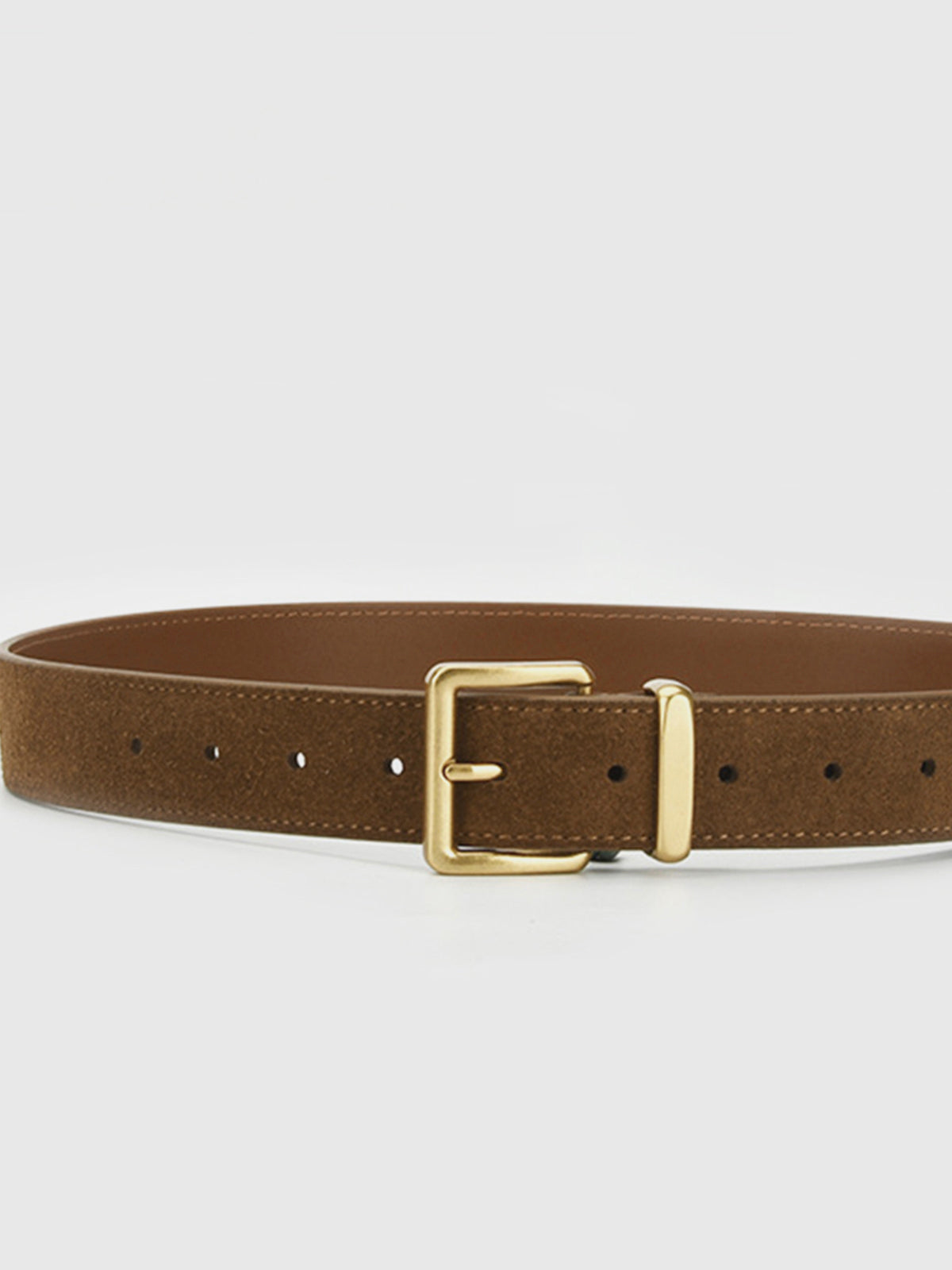 Golden Buckle Suede Belt-Massicos