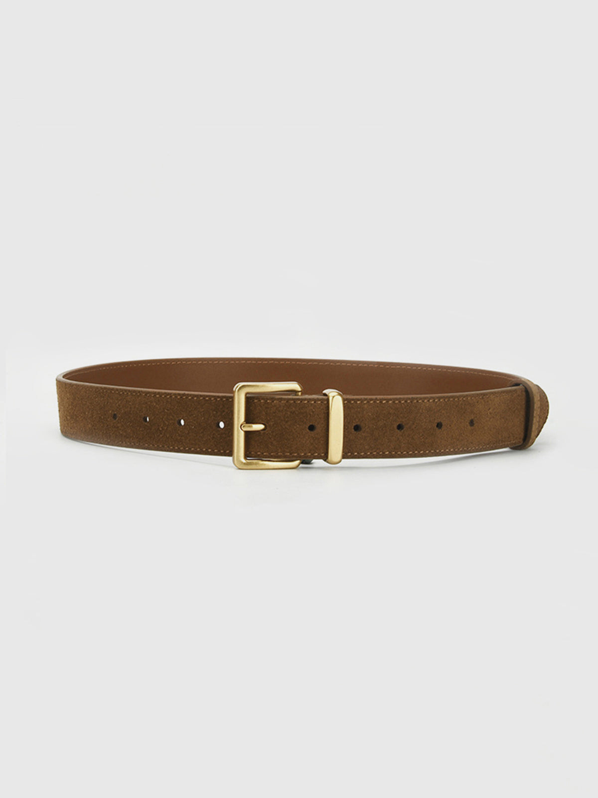 Golden Buckle Suede Belt-Massicos