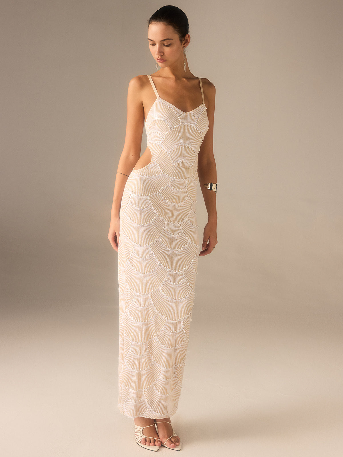 Beaded Cut-Out Maxi Dress-Massicos