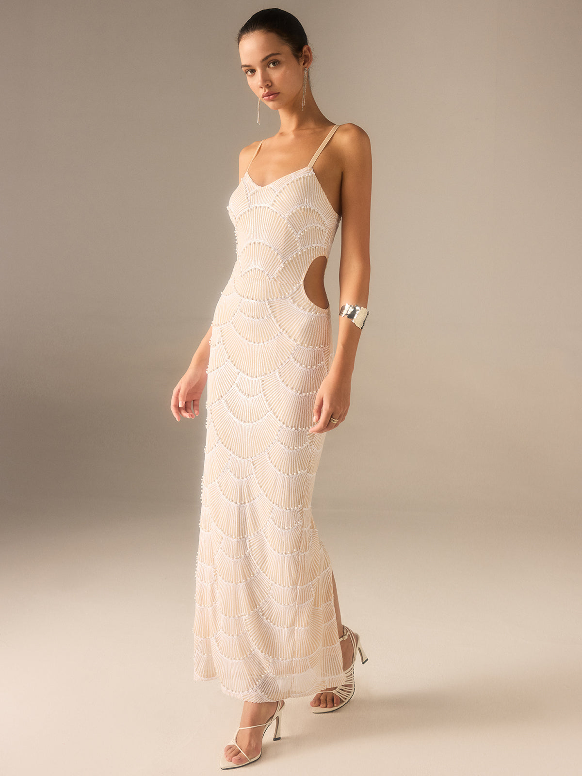 Beaded Cut-Out Maxi Dress-Massicos