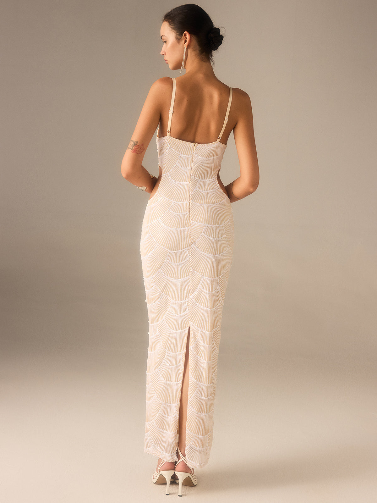 Beaded Cut-Out Maxi Dress-Massicos