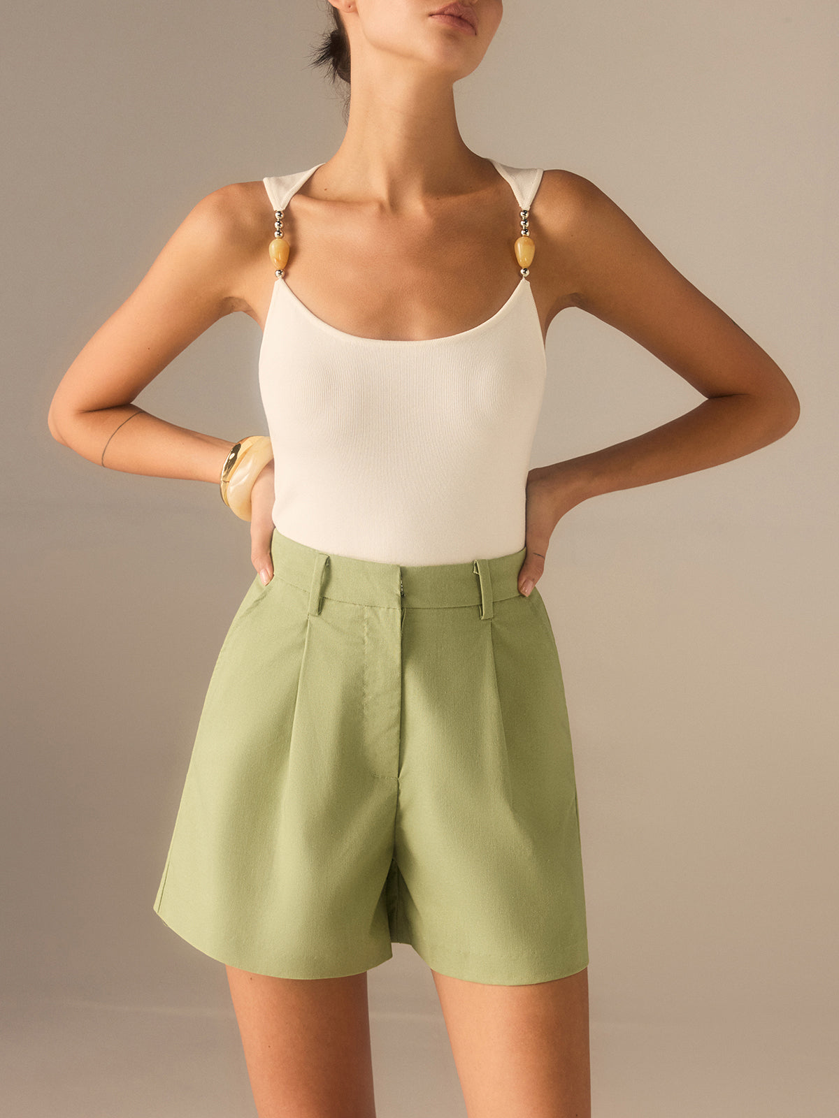 Linen & Cotton Pocketed Shorts-Massicos