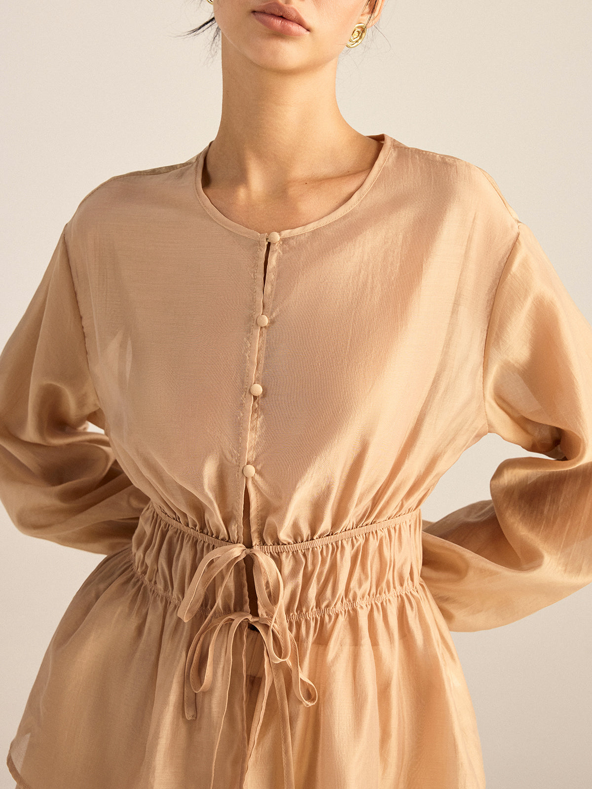 Tencel Tie-Waist Top and Shorts Set-Massicos