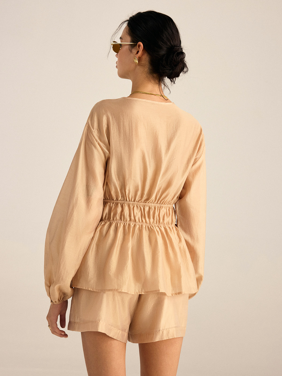 Tencel Tie-Waist Top and Shorts Set-Massicos