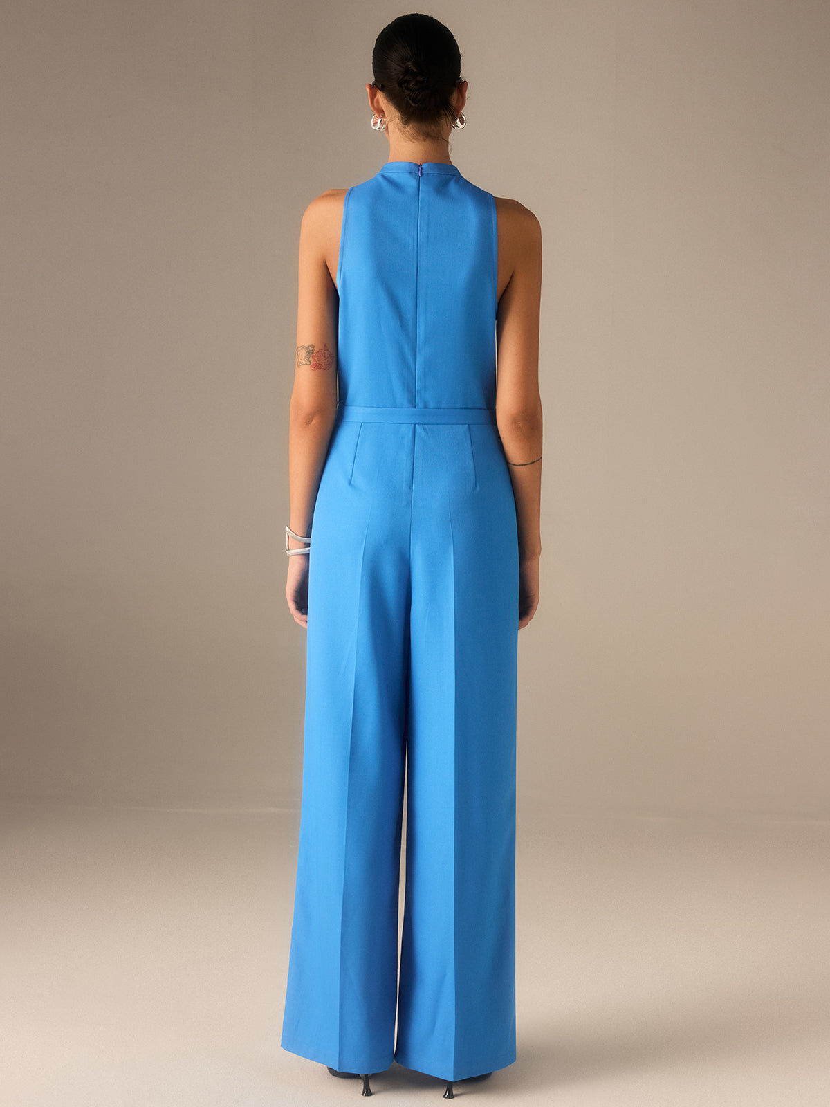 Sleeveless Belted Twist Jumpsuit-Massicos