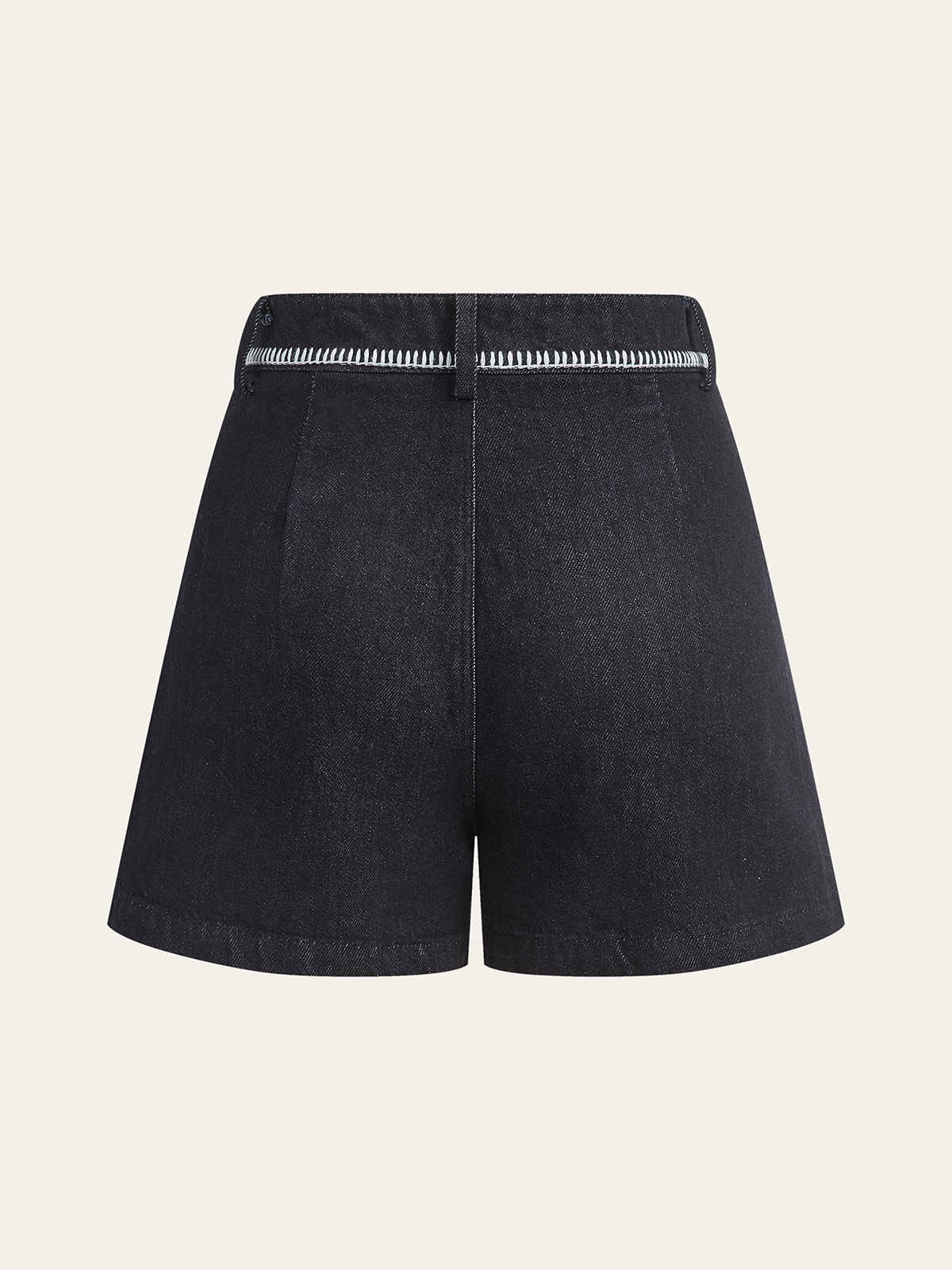 Contrast Trim Denim Shorts-Massicos