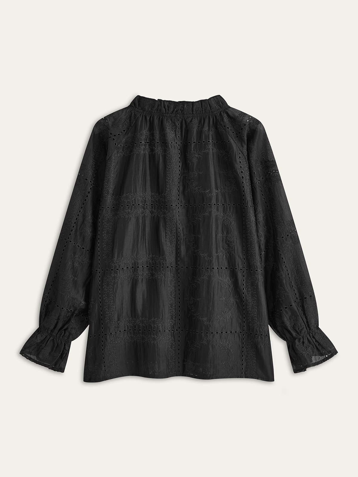 Embroidery Detail Long Sleeve Shorts Set-Massicos