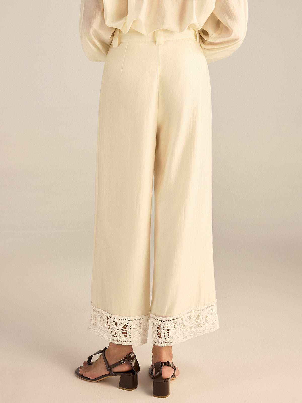 Crochet Tencel Wide-Leg Pants-Massicos