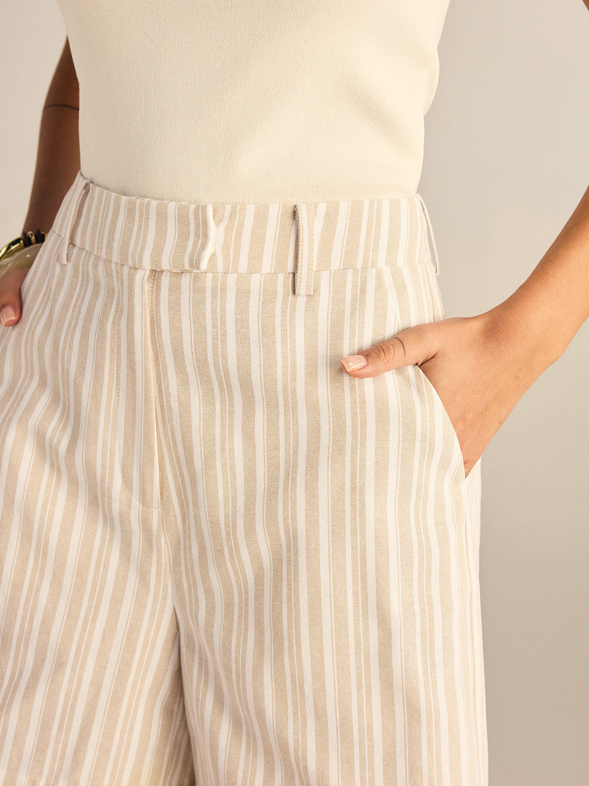 Striped Mid-Waist Shorts-Massicos