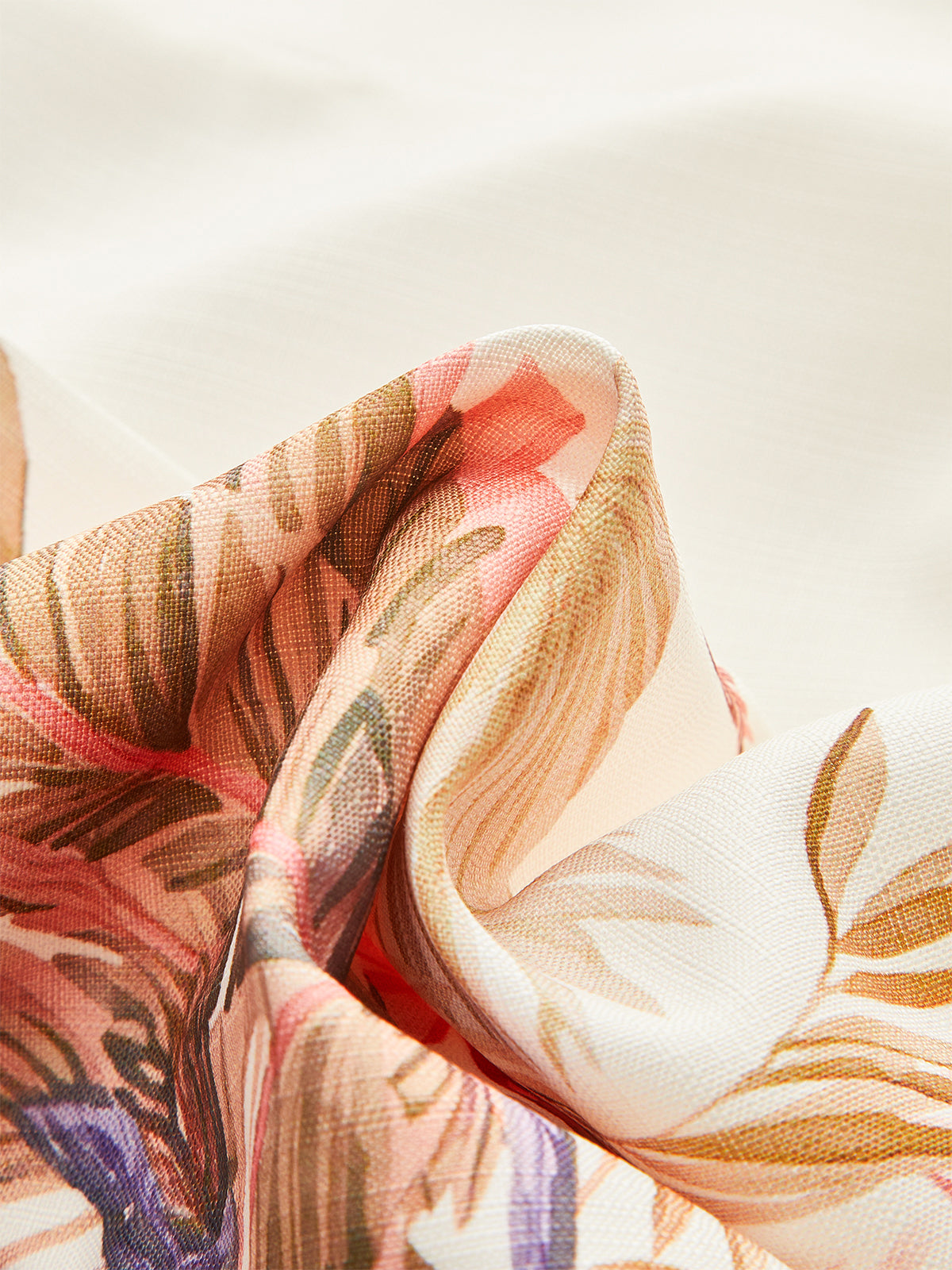 Belted Tropical Print Mid-Waist Shorts-Massicos