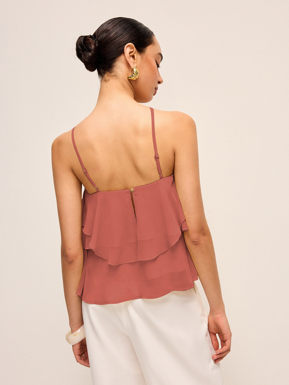 Floral Ruffle Halter Top-Massicos
